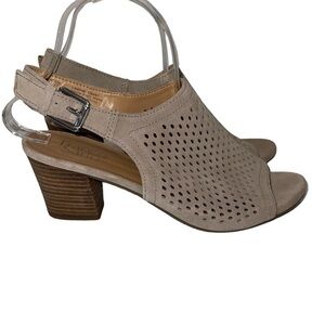 Franco Sarto Womens Slingback Sandals Sz 10M Nude Leather L-Monaco Buckle Close